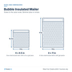 Bubble Insulated Mailer (economy): Sizes and dimensions