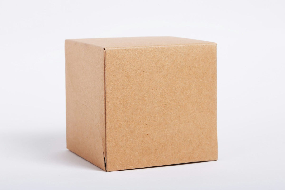 Plain brown corrugated shipping carton on a white background