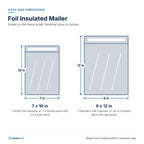 Foil Insulated Mailer: Sizes and dimensions
