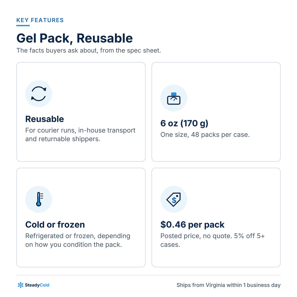 Gel Pack, Reusable: Key features
