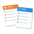Illustration: summer and winter packing cards (pack-out insert cards)