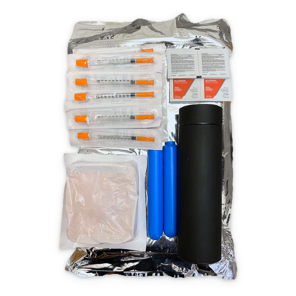 GLP-1 Shipping Kit, Medium: kit components laid out flat
