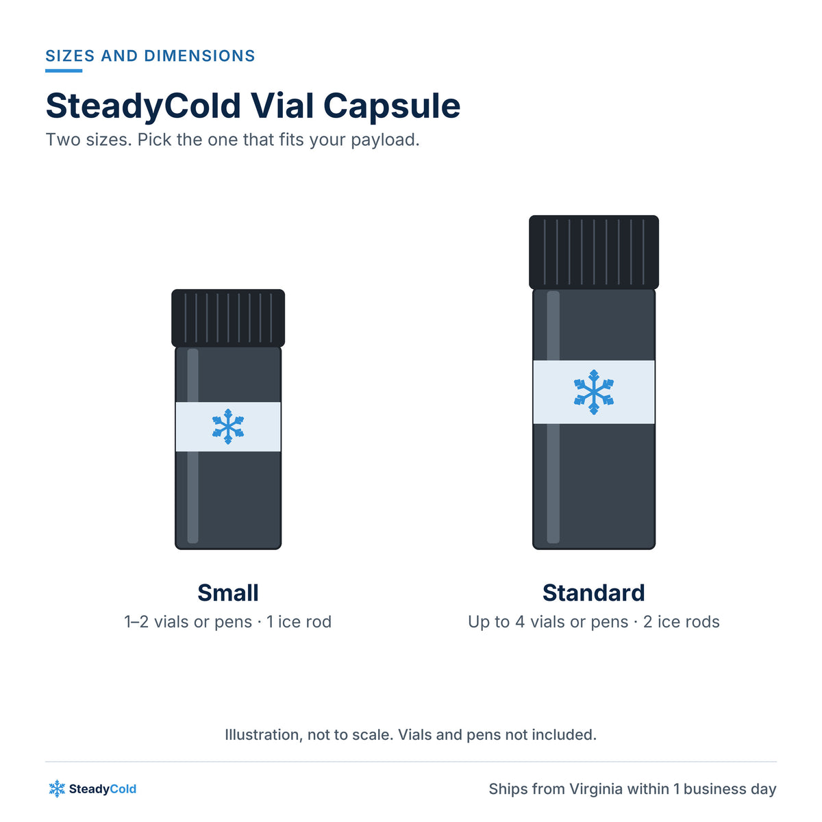 SteadyCold Vial Capsule: Sizes and dimensions
