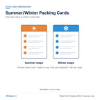 Summer/Winter Packing Cards: Sizes and dimensions