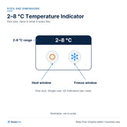 2–8 °C Temperature Indicator (Heat + Freeze): Sizes and dimensions